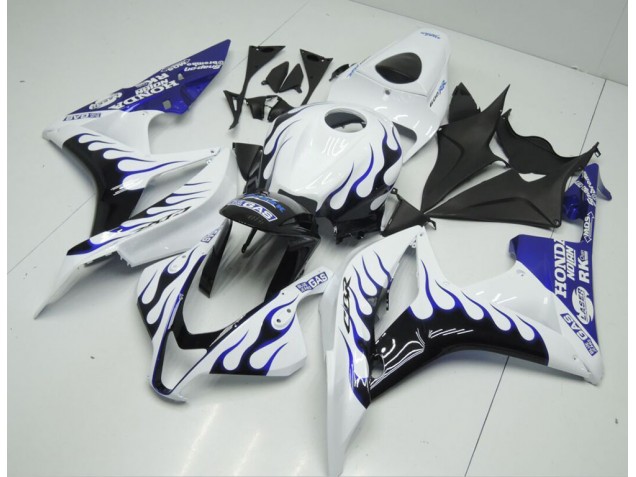 Carénage Moto Honda CBR 600 RR 2007-2008 - Blanc Bleu Flamme Carénage Moto Honda CBR 600 RR 2007-2008 - Blanc Bleu Flamme