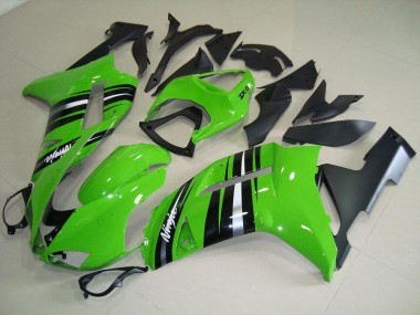 Carénage Moto ZX6R 2007-2008 - Vert et Argent Bande