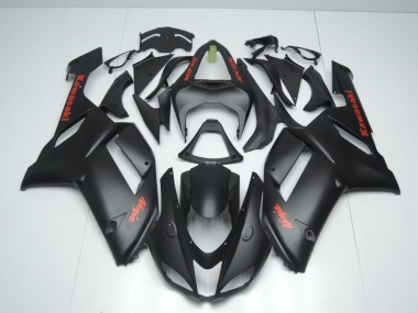 Carénage Moto ZX6R 2007-2008 - Noir Mat avec Rouge Décalque