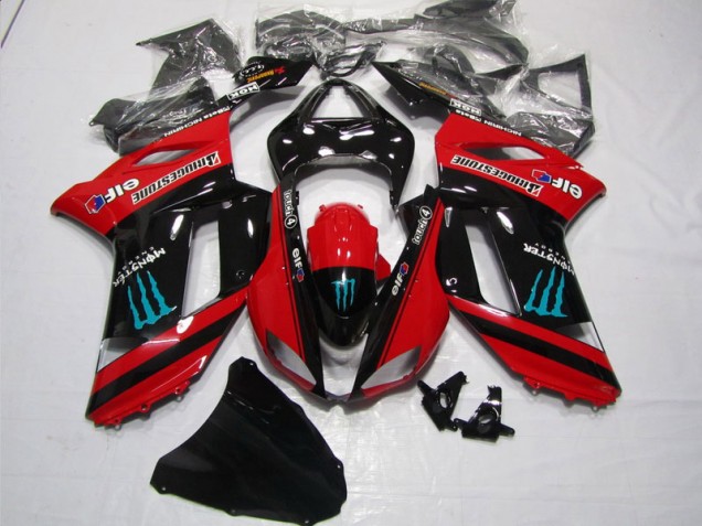 Carénage Moto ZX6R 2007-2008 - Rouge Noir Monster Carénage Moto ZX6R 2007-2008 - Rouge Noir Monster