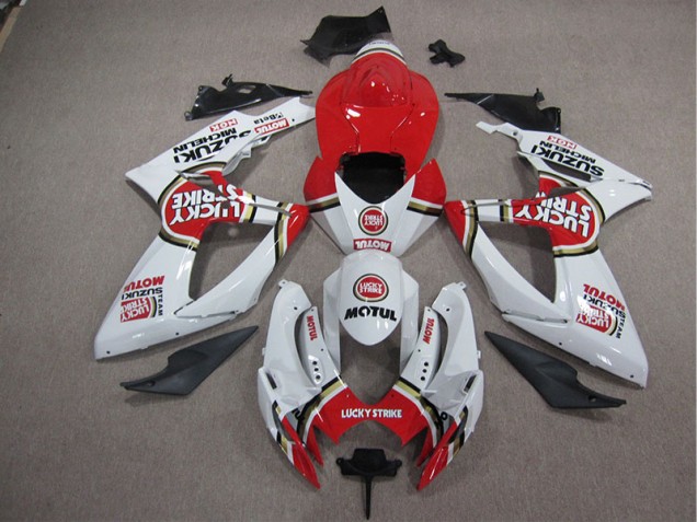 Carénage Moto Suzuki GSXR 1000 K5 2005-2006 - Blanc Lucky Strike Rouge Motul Carénage Moto Suzuki GSXR 1000 K5 2005-2006 - Blanc Lucky Strike Rouge Motul