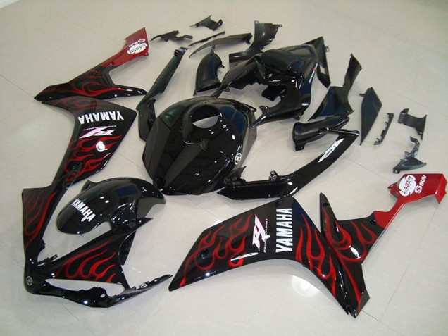 Carénage Moto Yamaha R1 2007-2008 - Noir Brillant Flamme Carénage Moto Yamaha R1 2007-2008 - Noir Brillant Flamme