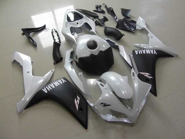 Carénage Moto Yamaha R1 2007-2008 - Blanc Nacré Noir Mat Carénage Moto Yamaha R1 2007-2008 - Blanc Nacré Noir Mat