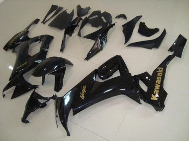 Carénage Moto ZX10R 2008-2010 - Noir Brillant avec Or Décalque