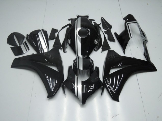 Carénage Moto Honda CBR 1000 RR 2008-2011 - Noir Brillant avec Argent Bande