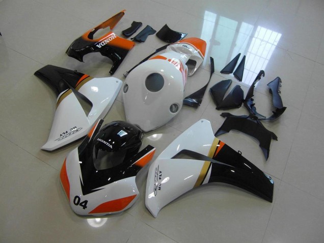 Carénage Moto Honda CBR 1000 RR 2008-2011 - Blanc et Noir et Orange Courses Carénage Moto Honda CBR 1000 RR 2008-2011 - Blanc et Noir et Orange Courses