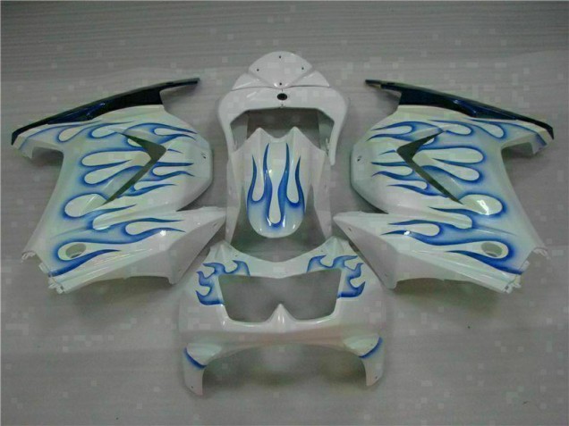 Carénage Moto EX250 2008-2012 - Blanc Bleu Flamme Carénage Moto EX250 2008-2012 - Blanc Bleu Flamme