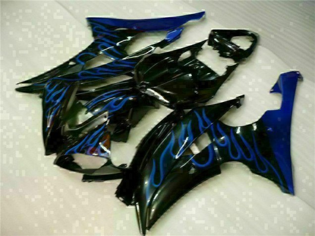 Carénage Moto Yamaha R6 2008-2016 - Bleu Flamme Noir Carénage Moto Yamaha R6 2008-2016 - Bleu Flamme Noir