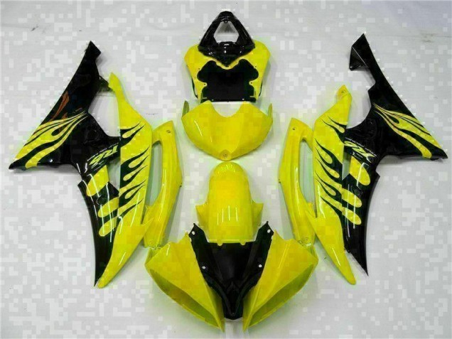 Carénages Moto Yamaha R6 2008-2016 - Jaune Noir Carénages Moto Yamaha R6 2008-2016 - Jaune Noir