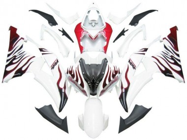 Carénage Moto Yamaha R6 2008-2016 - Blanc Rouge Flamme R6