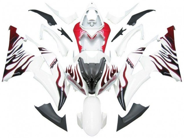 Carénage Moto Yamaha R6 2008-2016 - Blanc Rouge Flamme R6 Carénage Moto Yamaha R6 2008-2016 - Blanc Rouge Flamme R6