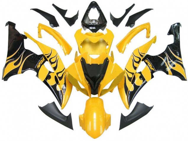 Carénage Moto Yamaha R6 2008-2016 - Jaune Noir Flamme R6 Carénage Moto Yamaha R6 2008-2016 - Jaune Noir Flamme R6