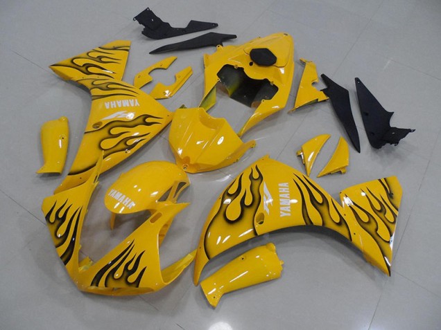 Carénage Moto Yamaha R1 2009-2011 - Jaune Noir Flamme Carénage Moto Yamaha R1 2009-2011 - Jaune Noir Flamme