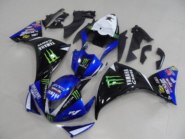 Carénage Moto Yamaha R1 2009-2011 - Bleu Noir Monster Carénage Moto Yamaha R1 2009-2011 - Bleu Noir Monster