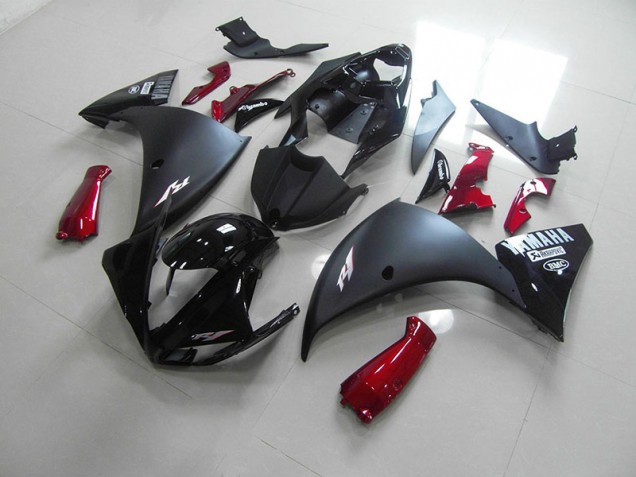 Carénage Moto Yamaha R1 2009-2011 - Noir Mat Rouge Carénage Moto Yamaha R1 2009-2011 - Noir Mat Rouge