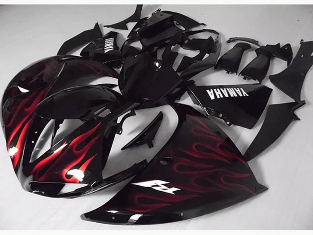 Carénage Moto Yamaha R1 2009-2011 - Rouge Noir Flamme