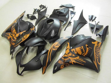 Carénage Moto Honda CBR 600 RR 2009-2012 - Noir Mat Orange Décalque