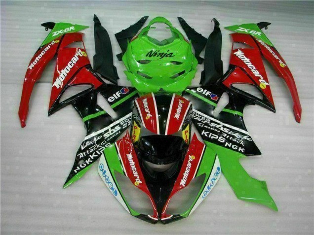 Carénage Moto ZX6R 2009-2012 - Noir Rouge Vert Motocard Carénage Moto ZX6R 2009-2012 - Noir Rouge Vert Motocard
