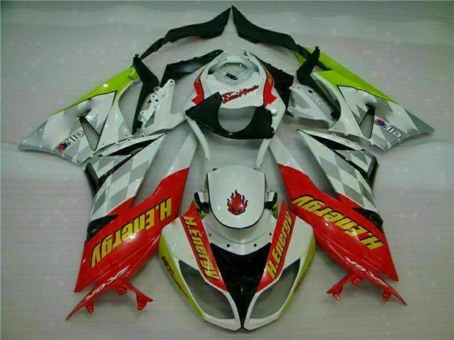 Carénage Moto ZX6R 2009-2012 - Blanc Rouge H. Énergie Carénage Moto ZX6R 2009-2012 - Blanc Rouge H. Énergie