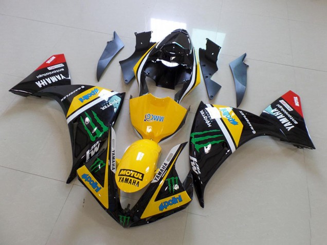 Carénages Moto Yamaha R1 2012-2014 - Jaune Noir Monster Carénages Moto Yamaha R1 2012-2014 - Jaune Noir Monster