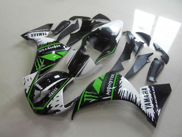 Carénage Moto Yamaha R1 2012-2014 - Blanc Vert Monster Carénage Moto Yamaha R1 2012-2014 - Blanc Vert Monster